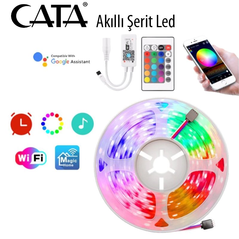 Cata Wifi Akıllı Şerit Led Set 5M RGB