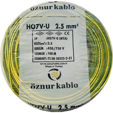 Öznur Kablo 2,5 mm NYA - Sarı-Yeşil
